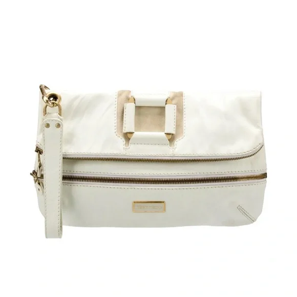 Jimmy Choo Cream and Gold Fold-Over Wristlet Clutch - Picture 2 of 11